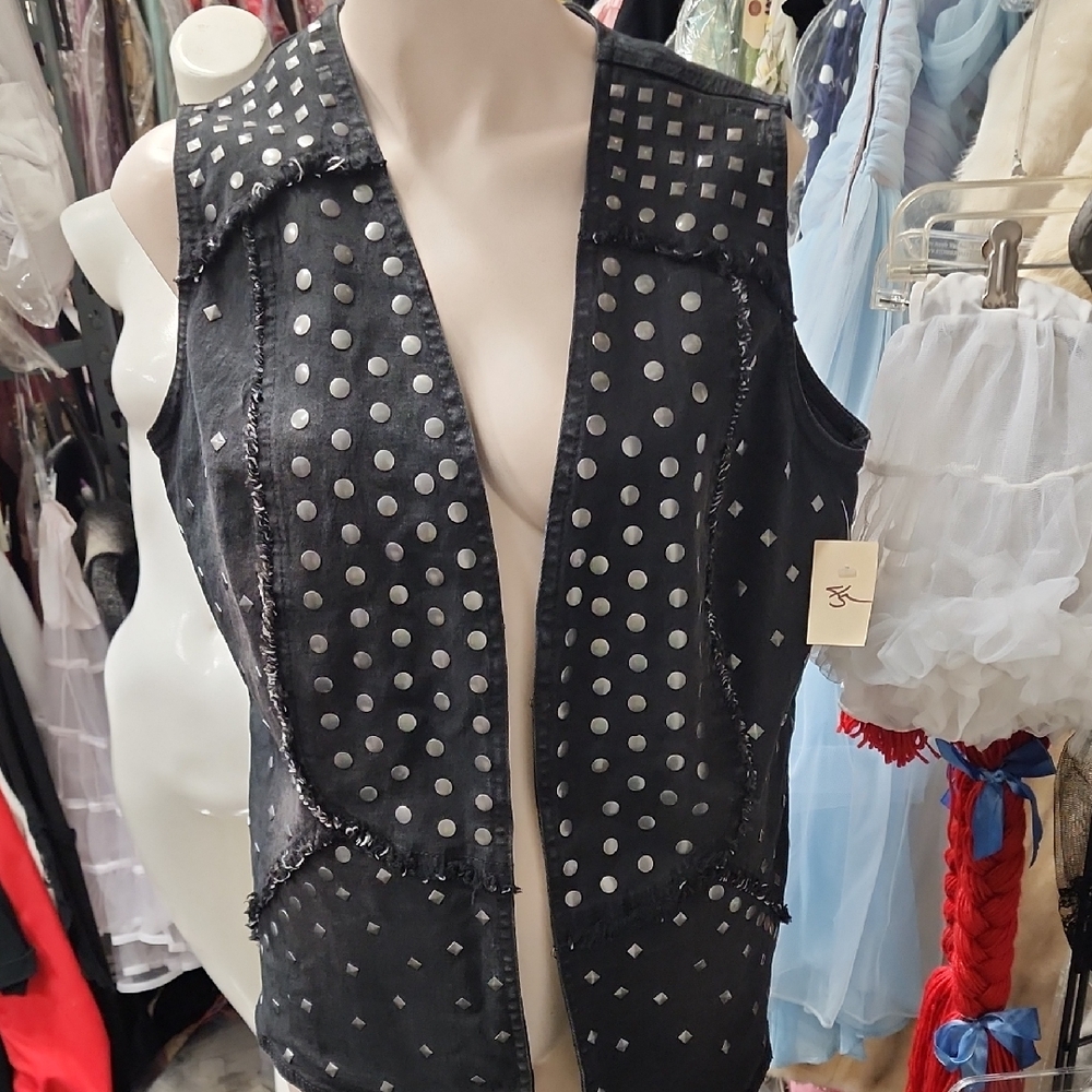 DG2 by Diane Gilman Black Studded Vest
